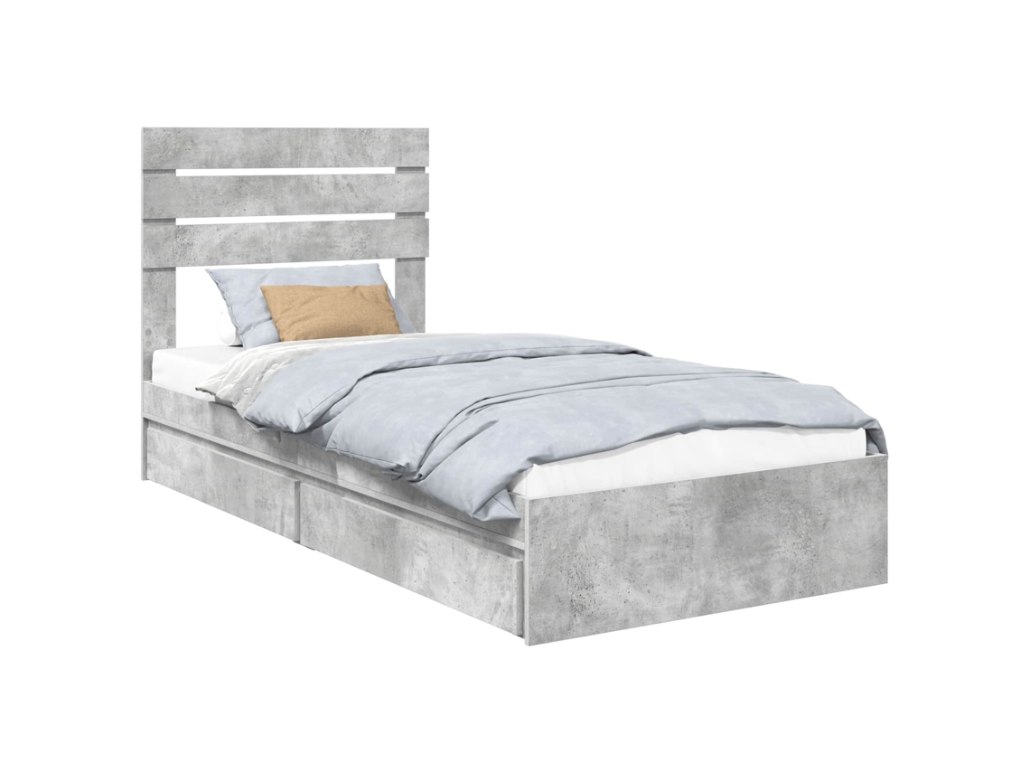 Cama com Armazenamento Cinzento 70x190 cm Madeira Processada MAISON EXCLUSIVE