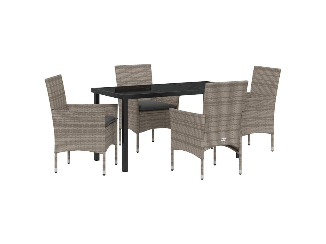 Conjunto de Jantar para Jardim 5 Pcs - Móveis de Jardim para Refeição Cinzeto Vime Pe HARLANV1