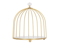 Organizador de Mesa Cosméticos Prateleira Branca Padrão Dourado