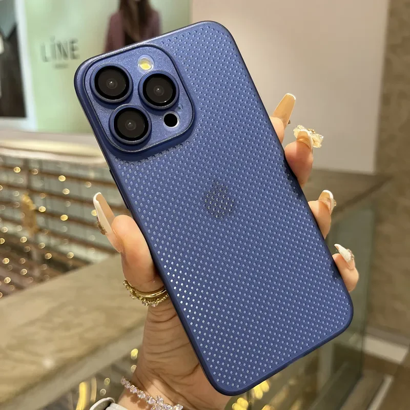 Capa Para Celular Respirável E Refrescante (iphone 11 Pro Max Azul), Ultrafina, Fosca, Com Estrutura Rígida Vazada.