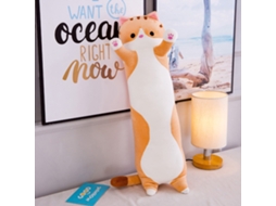 Almofada de corpo Ats Long Plush, macia e marrom, em formato de gato, ideal para dormir e abraçar, 50 cm/19,69 pol.