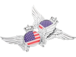 Adesivos De Metal Prateado Com A Bandeira Americana E Asas.