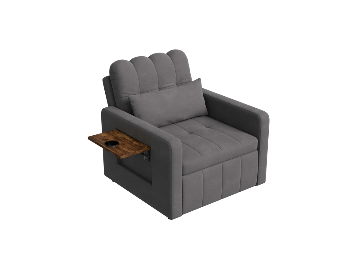Poltrona Cama 3 Em 1 Com Função De Cama, Sofá Cama Retrátil Com Mesas De Centro Dobráveis, Sofá Cama Individual, Poltrona Convertível Em Cama Mexus