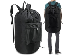Saco de Roupa Suja Grande Capacidade , com 2 Alças de Ombro Acolchoadas, Dobrável e Impermeável BRILVIBERA (90 Litros)
