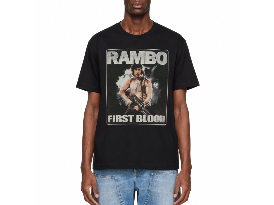 Rockinstone Rambo Movie First Blood Black Adult Shirt Size:s