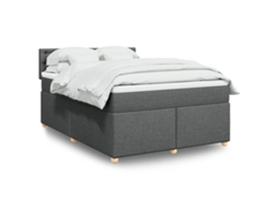 Vidaxl Cama Com Molas/colchão 140x190 Cm Tecido Cinzento-escuro