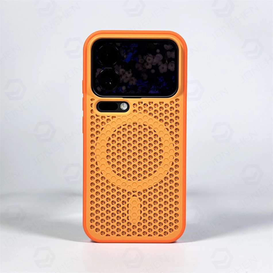 (orange Xiaomi 13) Capa Protetora Magnética Com Dissipação De Calor Em Malha Alveolar E Acabamento Fosco À Prova De Choque.