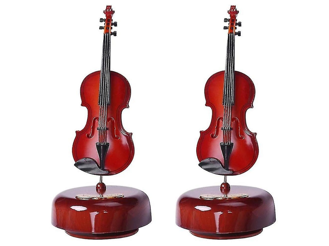 Conjunto de 2 Caixas de Música em Forma de Violino com Base Giratória, Presente para Meninos e Meninas AQUAFORGE