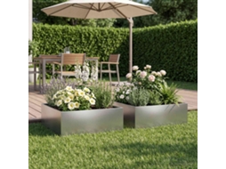 Vidaxl Vaso De Jardim 2 Unid. Prateado 60 X 60 X 20 Cm Aço Inoxidável