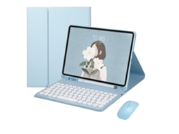 Lurelia Capa Com Teclado Bluetooth Para Ipad 9.7/2018/2017 Com Suporte Para Caneta E Rato, Layout Pt, Azul Celeste