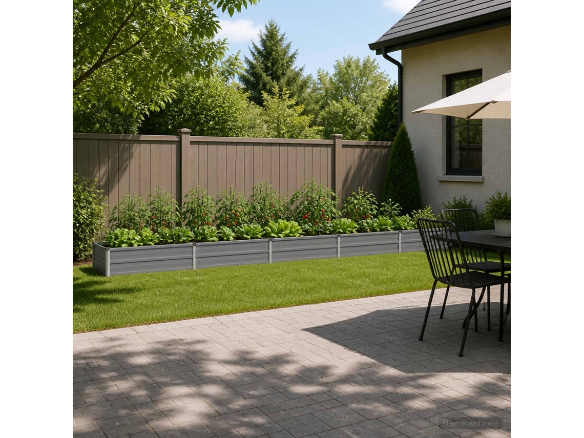 Vidaxl Cama De Jardim Elevada Cinzento 400 X 40 X 24 Cm
