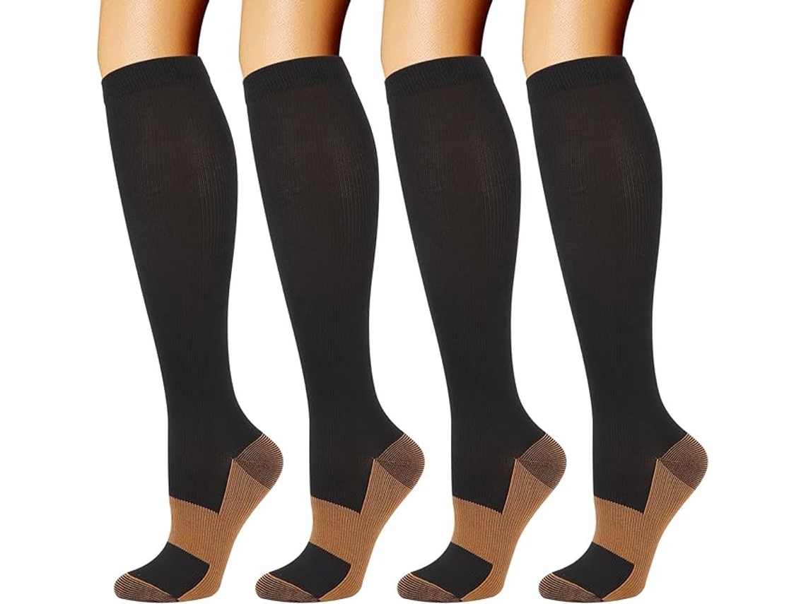 Ing 4 Pares, Meias De Compressão, Unissex, Preto E Marrom, P/m, Tamanhos Eu38, 42
