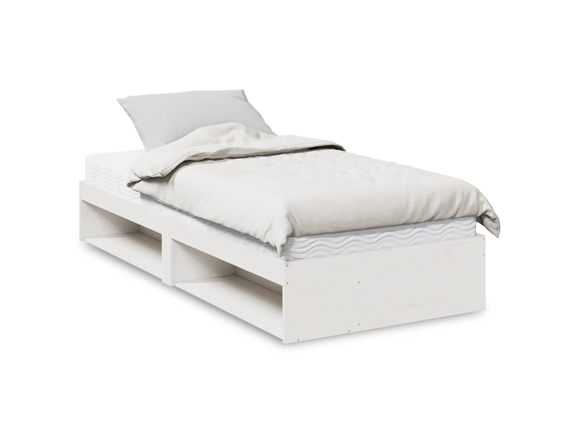 Cama Dia Com Colchão Branco 100x200 Cm Pinho De Madeira Maciça