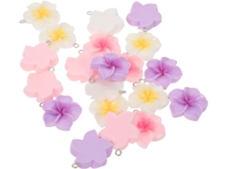 Ciieeo 60 Pendentes Plumeria Em Resina Colorida, Leves E Resistentes, De Cinco Peças Com Design Floral Tropical