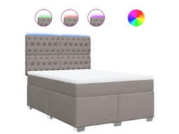 Box Spring Bed, Box Spring Beds Vidaxl Cinzento-acastanhado Tecido (140 X 190 Cm)