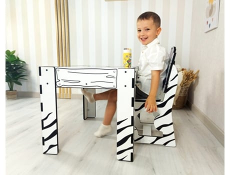 Mesa com Cadeira Infantil Caixa de Areia Iluminada “Zebra Engraçada” DANNYFUNNY