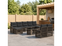 Vidaxl Conjunto De Sofá De Jardim 10 Unid. Cinza E Cinza Escuro