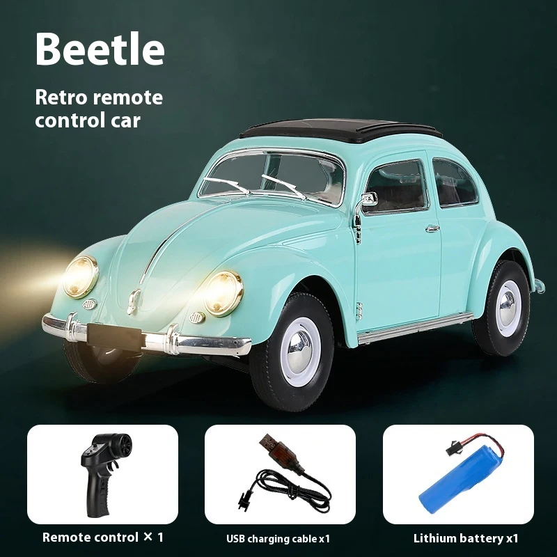 Carrinho de Brinquedo com Controle Remoto, Compatível com Volkswagen Beetle Hardtop MDUG (azul)