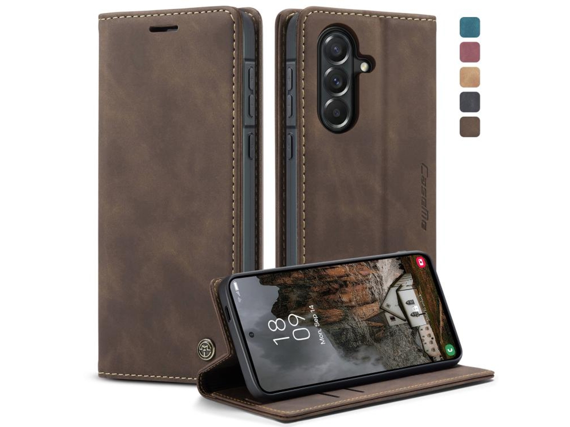 Capa Para Samsung Galaxy A57 5g Multifuncional Horizontal De Couro Café
