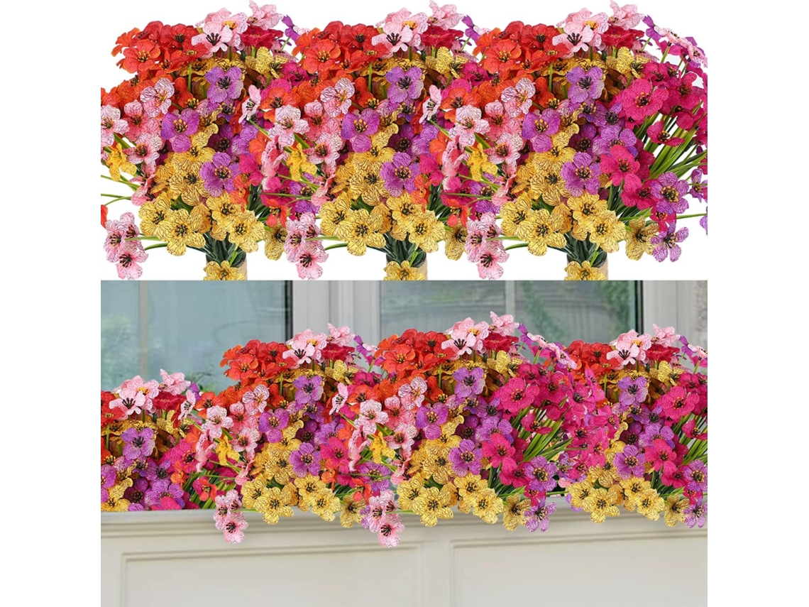 Conjunto de 12 Flores Artificiais para Exterior em 6 Cores, para Pendurar. AQUAFORGE