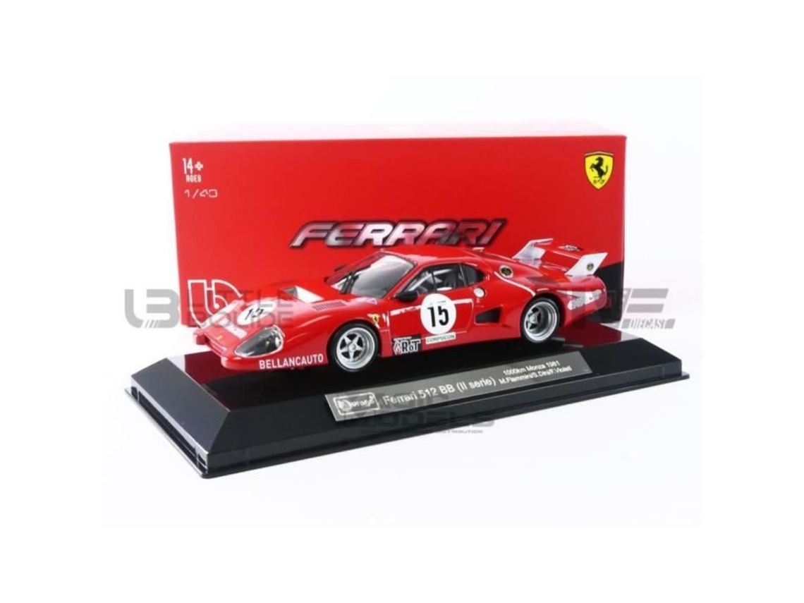 Carro Da Coleção Miniatura Bburago 1/43 Ferrari 512 Bb Ii Serie 1981 Vermelho / Prata 36308R