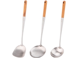 Wok Turner Ladle Tool Set 17” Wok Turner 304 Aço Inoxidável ZYBLSSBB