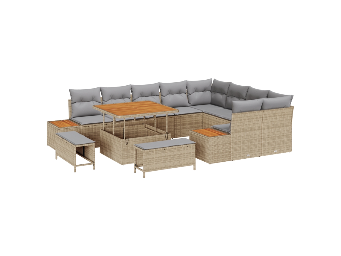 Conjunto 12 Conjunto De Sofá De Jardim Vidaxl Bege Vime Pe (100 X 100 X 71 Cm)