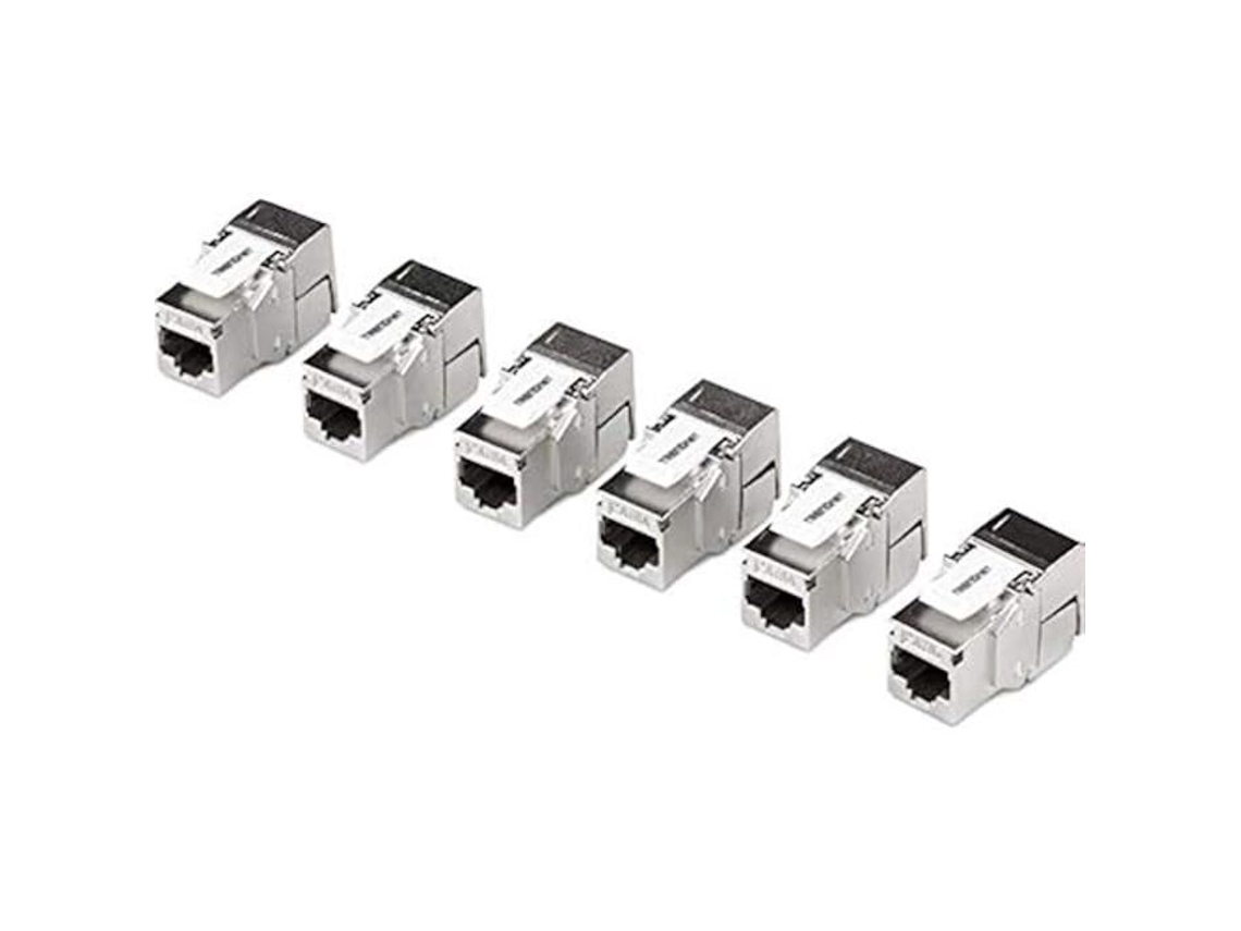 Tc K06c6a Pacote de 6 conectores Keystone blindados Cat6a RJ45, para uso com painel de patch Keystone blindado branco Trendnet