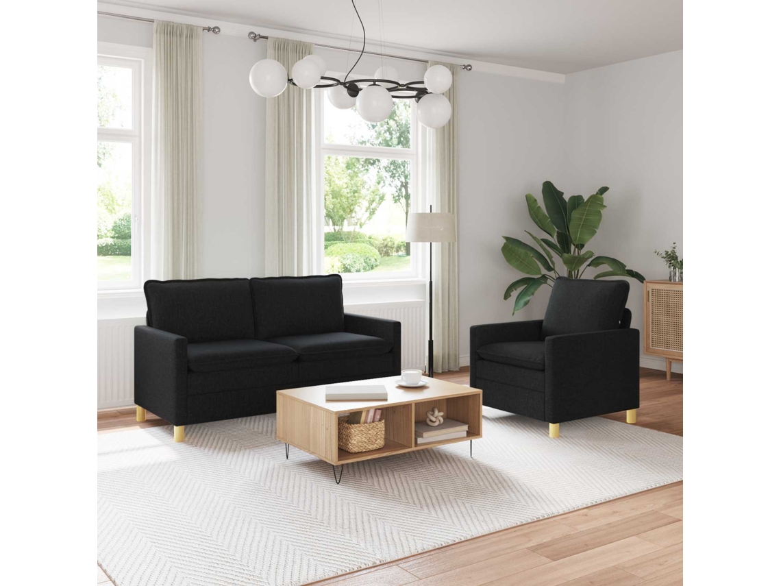 Vidaxl Conjunto De Sofás 2 Unid. Preto Tecido
