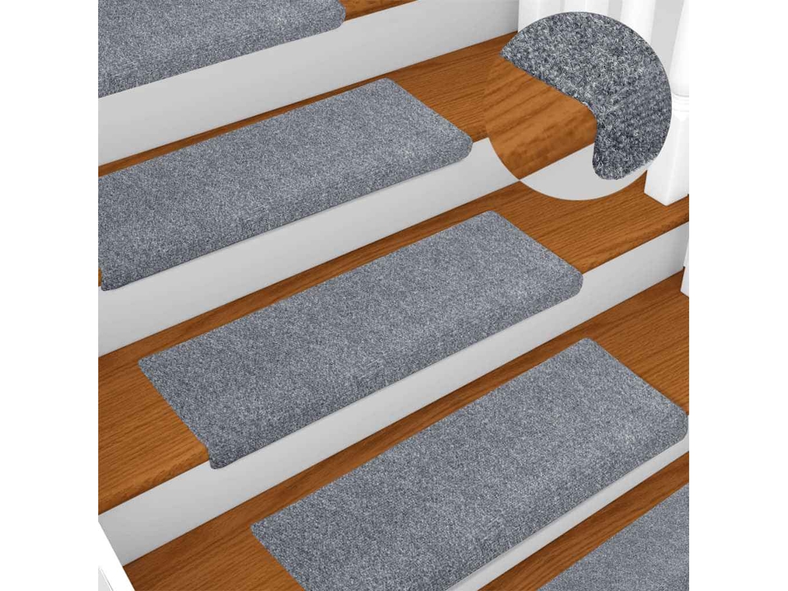 Vidaxl Tapetes De Escada Autoadesivos 10 Peças 65x21x4 Cm Cinza Claro Com Borda Retangular