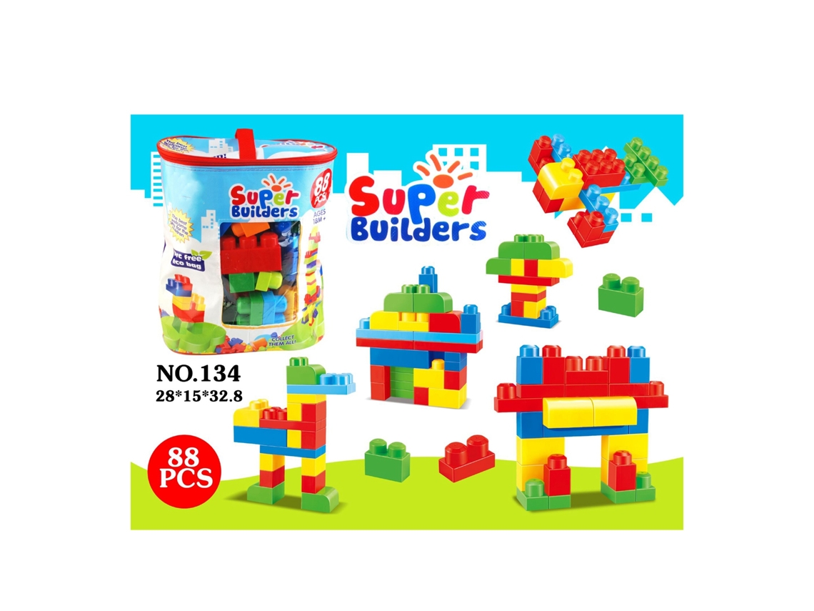 Ats 88 Peças de Blocos de Construção Coloridos para Crianças, Brinquedo Educatsivo Diy de Plástico com Quebra cabeça
