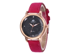 Relógio de Pulso Analógico de Quartzo com Mostrador Redondo Fashion (vermelho Rosa)