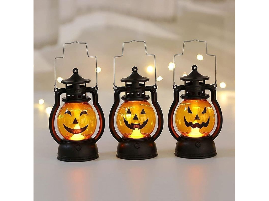Luzes Led Para Abóboras Decoração De Halloween Interior Exterior Baterias Incluídas 3 Peças