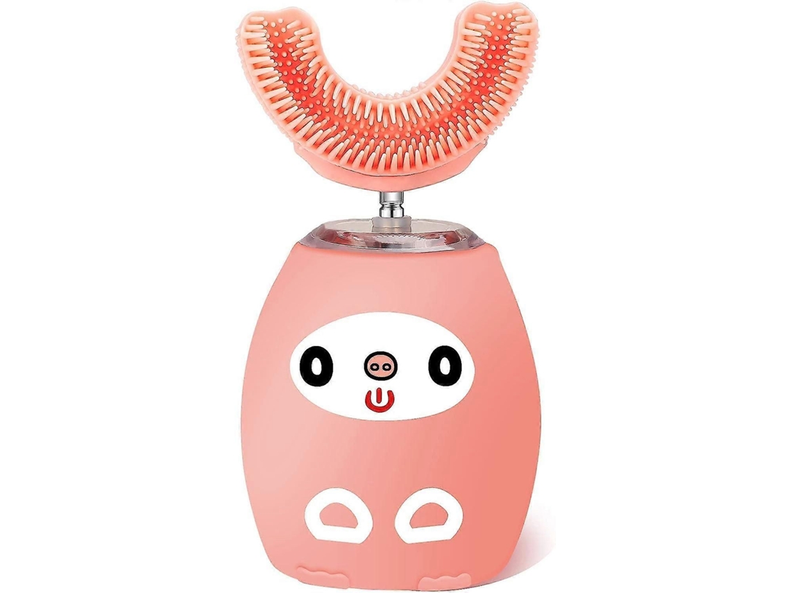 Escova De Dentes Elétrica Infantil Em Formato De U, Com Temporizador Automático, Ultrassônica E 3 Modos De Limpeza (3-7 Anos, Rosa).