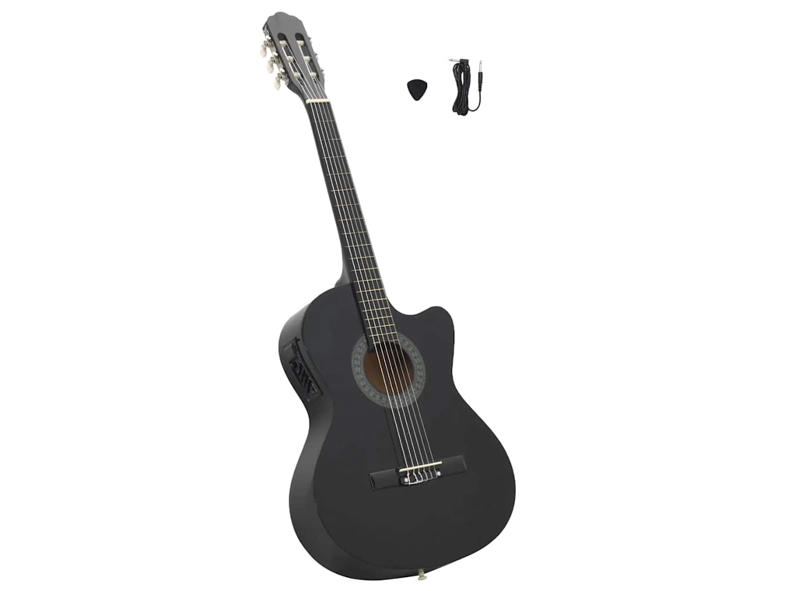 Vidaxl Guitarra Clássica Cutaway Com Equalizador E 6 Cordas Preto
