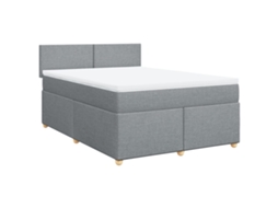 Cama com Molas/Colchão 160x200 Cm em Tecido Cinzento Claro MAISON EXCLUSIVE
