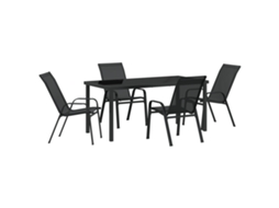 Conjunto 5 De Jantar Para Jardim Vidaxl Preto Textileno E Aço