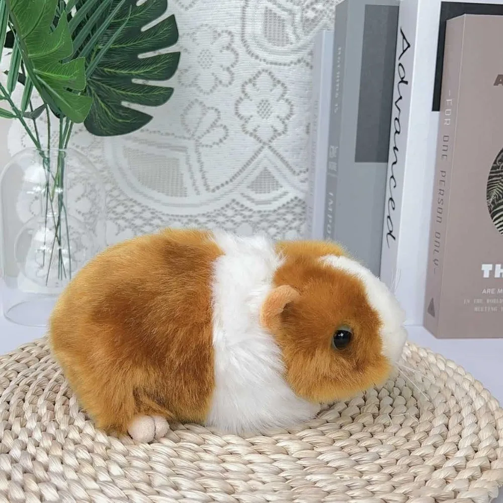 Porquinho da índia de Pelúcia Fofo, Boneco de Pelúcia Realista em Formato de Rato, 18cm Peludo MDUG (marrom e Branco)