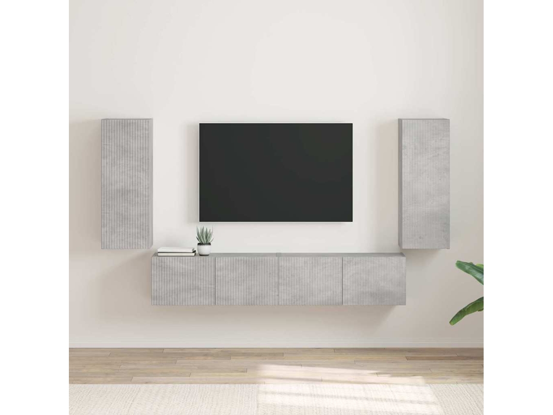 Vidaxl Armário De Tv De Parede 2 Unid. Concreto Derivados De Madeira
