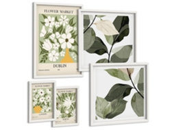 Conjunto De Pinturas Motivos Florais Londres Dublin Tóquio Espelharte (5 Peças)