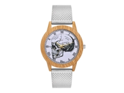 Relógio de quartzo com pulseira de silicone, mostrador unissex com caveira, estilo casual prateado Zhoulianfa