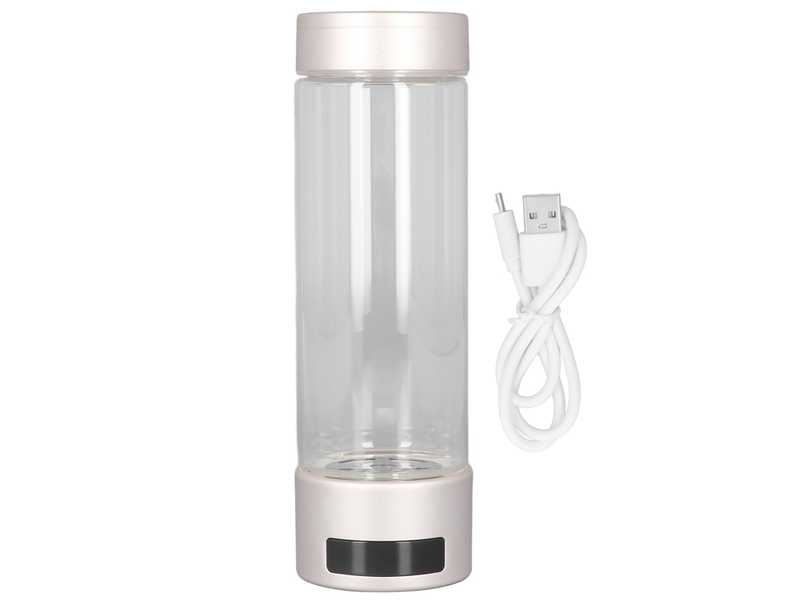 Garrafa de Água com Hidrogênio Recarregável 400ml 600 1600ppb Vidro Saúde Viagem Ouro S/MARCA