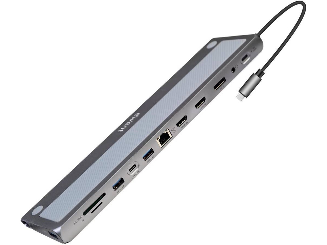 Docking Station EWENT EW1150 USB-C 12-em-1 (Cinzento)