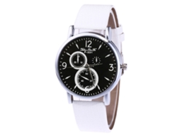 Reloj De Cuarzo Para Hombres Y Mujeres Con Correa De Cuero Pu Dial Clásico Casual Blanco