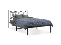 Estrutura de Cama com Cabeceira Metal Preto MAISON EXCLUSIVE 100x200 cm