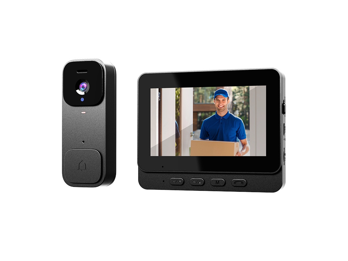 Campainha De Vídeo Inteligente Com Tela Colorida De 4,3 Polegadas, Captura Automática, Suporte Para Cartão Tf De 128gb Branco Panoona