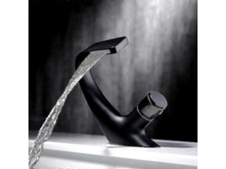 Torneira De Luxo Para Lavatório Em Latão Com Furo Único, Design Em Cascata Flkwoh Aquaforge