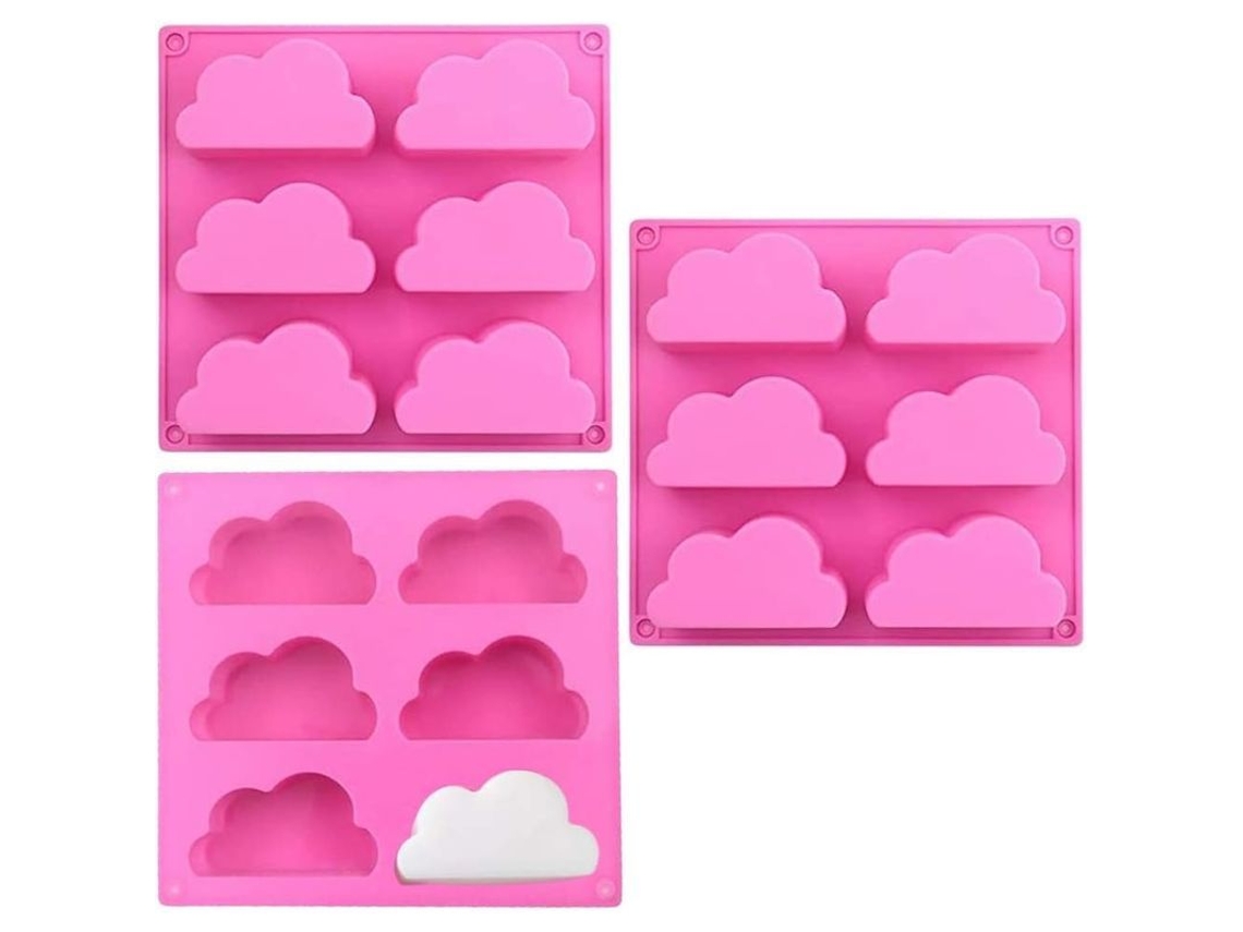 Molde De Silicona Nube 3 Formas Para Jabón Cupcake Chocolate Helado Hornear Microndas Lavavajillas
