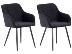 Conjunto de 2 Cadeiras de Jantar Shila Preto/Veludo CLP