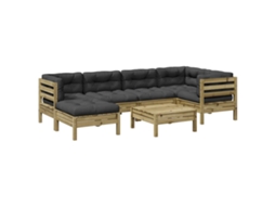 Maison Exclusive - 7 Pcs Conjunto Sofás De Jardim C/ Almofadões Pinho Impregnado